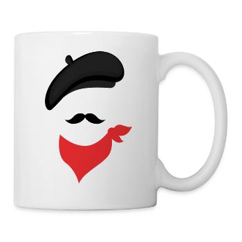 beret, mustache, scarf, France father gift - Mug - white - Right