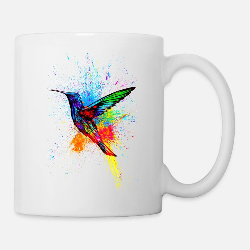 Kolibri Hummingbird Vogel Bird Farben Kunst - Tasse - Weiß