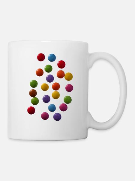 Bunte süße Schokolinsen - Tasse - Weiß