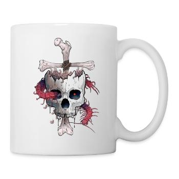 Skullcross Bee Tattoo Design - Mug - white - Right