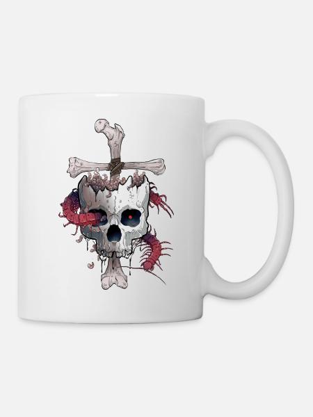 Skullcross Bee Tattoo Design - Tasse - Weiß