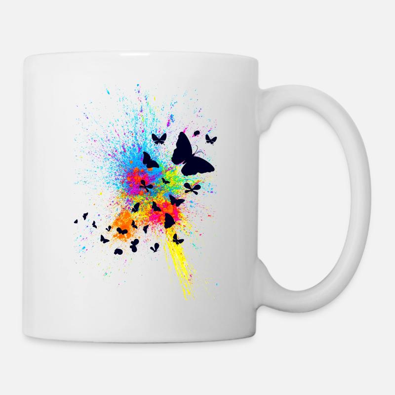Schmetterling Butterfly Color Splash - Tasse - Weiß