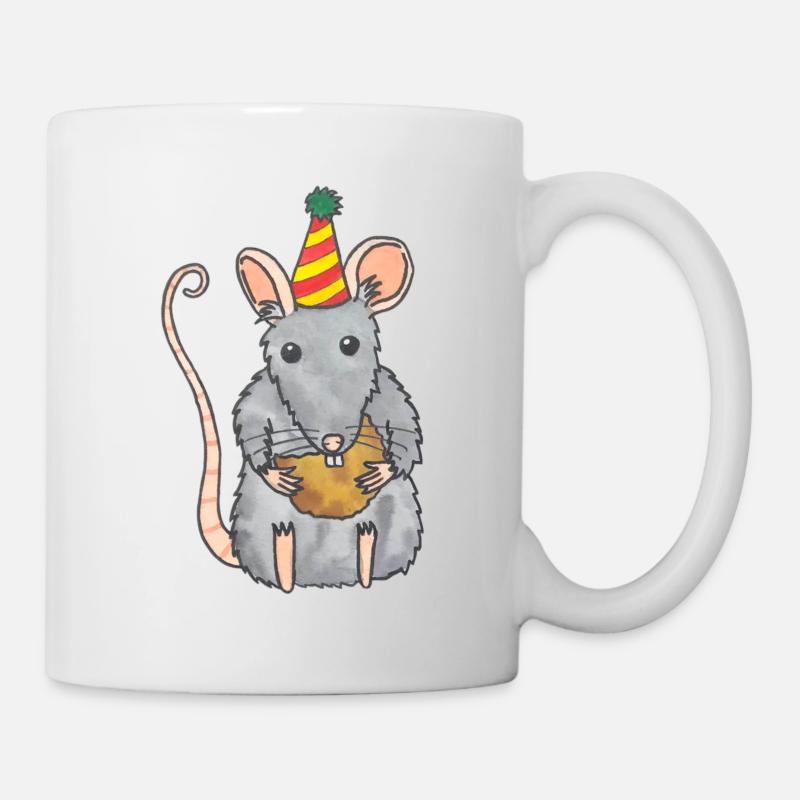 Partymaus Party Maus mit Käsebällchen - Tasse - Weiß