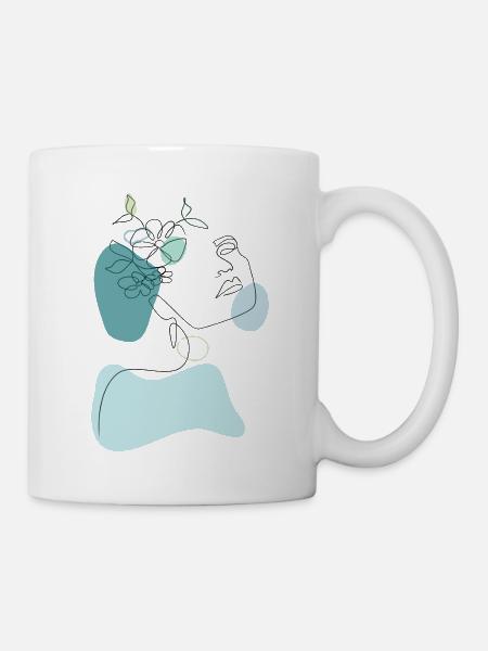 Minimalistische OneLine-Art und Line-Art Kunst - Tasse - Weiß