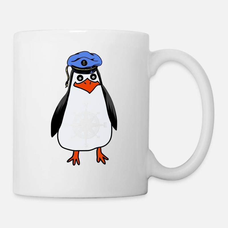 Pinguin Maritim Kapitän Kompass Windrose - Tasse - Weiß