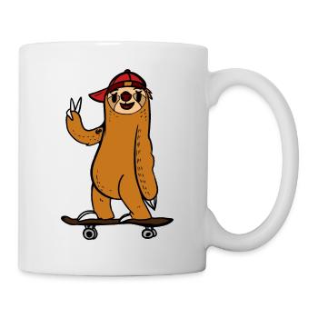 Skateboard Faultier - Tasse - Weiß - Rechts