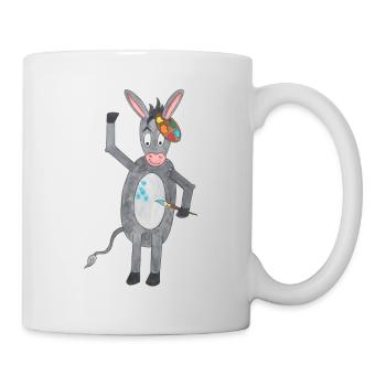 Esel mit Pinsel und Farbpalette - Tasse - Weiß - Rechts