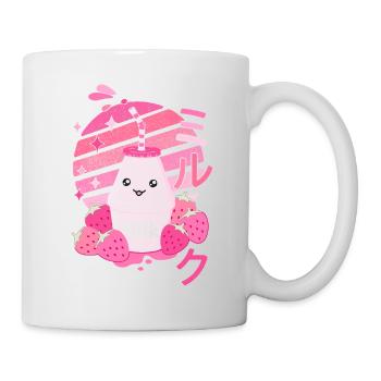 Erdbeermilch, Kawaii ,Harajuku, Strawberry, Milk - Tasse - Weiß - Rechts