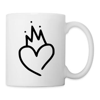 Coeur émoji croquis couronne autocollant - Mug blanc - blanc - Droite