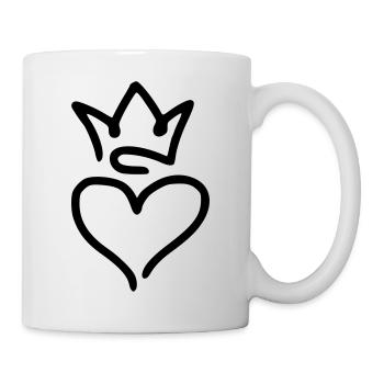 Coeur émoji croquis couronne autocollant - Mug blanc - blanc - Droite
