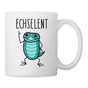 Lustige Dino Echse - Tasse - Weiß - Rechts