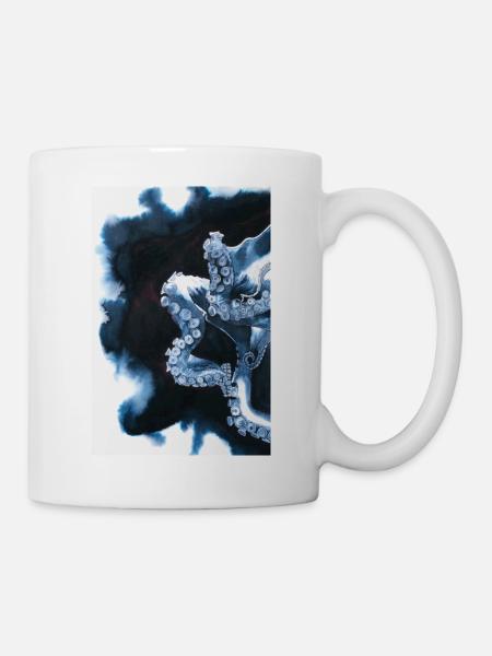 Tentacule de pieuvre avec encre courante - Mug blanc - blanc
