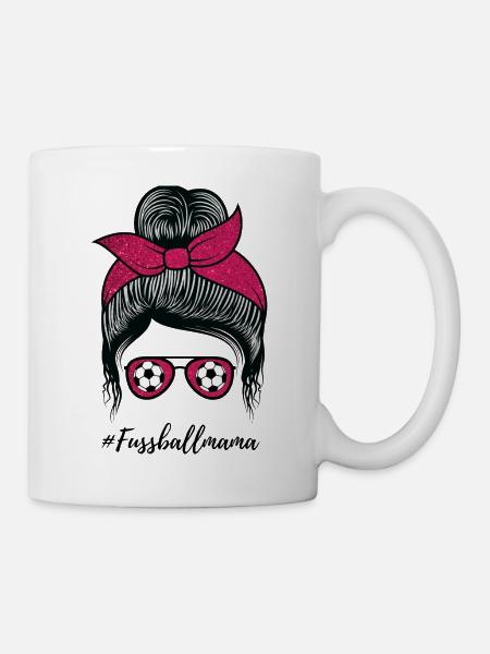 Fussballmama - Mama eines Fußballers - Fussball - Tasse - Weiß
