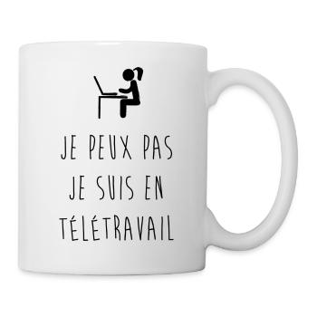 JE PEUX PAS JE SUIS EN TELETRAVAIL - Mug blanc - blanc - Droite