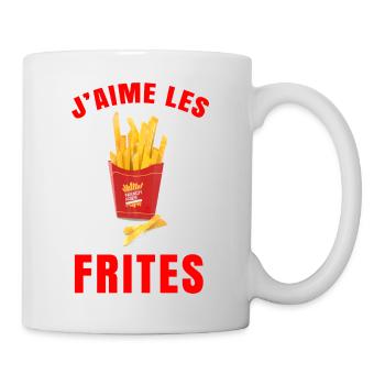 J'aime les frites - Cadeau gros mangeur de frites - Mug blanc - blanc - Droite