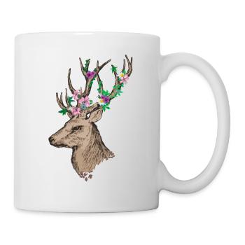 Deer with flowers - Mug - white - Right