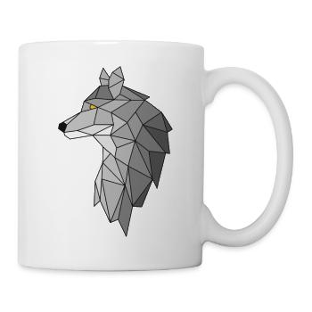 Wolf - Polygon - geometrisch - Tasse - Weiß - Rechts