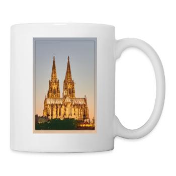 Der Kölner Dom in Gold (Gefaste Variante) - Tasse - Weiß - Rechts