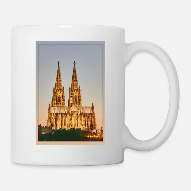 Der Kölner Dom in Gold (Gefaste Variante) - Tasse - Weiß