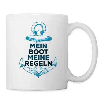 Mein Boot meine Regeln Kapitän Bootsführerschein - Tasse - Weiß - Rechts
