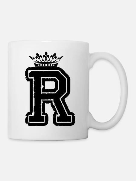 corona de la letra R - Taza - blanco