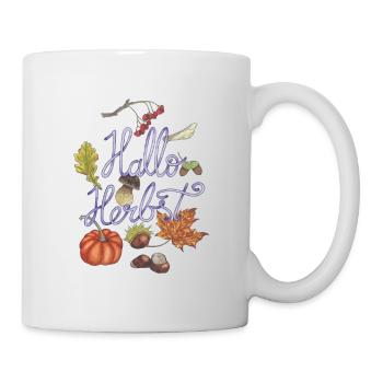 Bonjour l'automne avec des motifs de citrouille et d'automne - Mug blanc - blanc - Droite