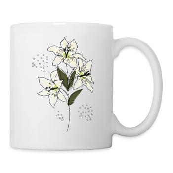 Lily flower in one line art and coloring - Mug - white - Right