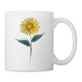 One line sunflower - Mug - white - Right