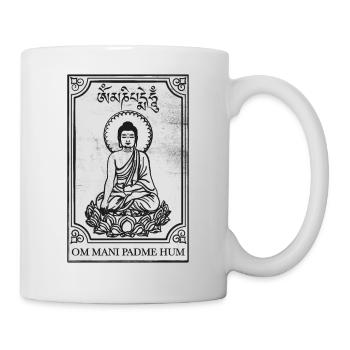 Buddha Retro, Om Mani Padme Hum. Mantra Spruch. - Tasse - Weiß - Rechts