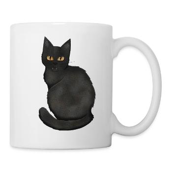 Schwarze Katze - Tasse - Weiß - Rechts
