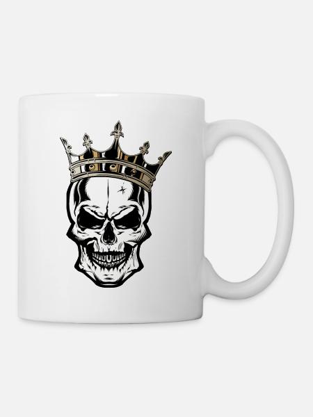 Kopf des Todes Krone Schädel Fantasy Pirat - Tasse - Weiß