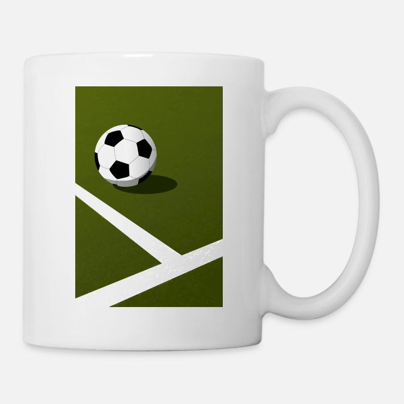 Affiche terrain et ballon de foot - Mug blanc - blanc