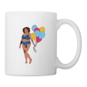 Woman with balloons - Mug - white - Right