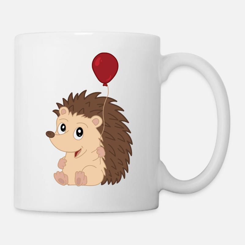 Cute Baby Hedgehog with Balloon - Mug - white