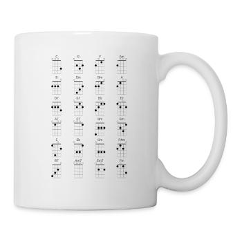 24 Diagramme de référence des accords de ukulélé fréquemment utilisés - Mug blanc - blanc - Droite