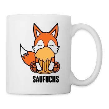 Fuchs Saufuchs Biertrinker Saufen Bier - Tasse - Weiß - Rechts