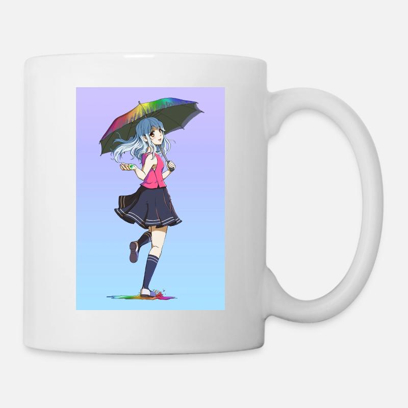 Affiche Manga Girl | | de couleur Pluie - Mug blanc - blanc