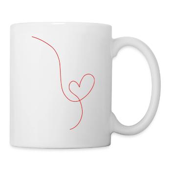 Red heart line drawing - Mug - white - Right