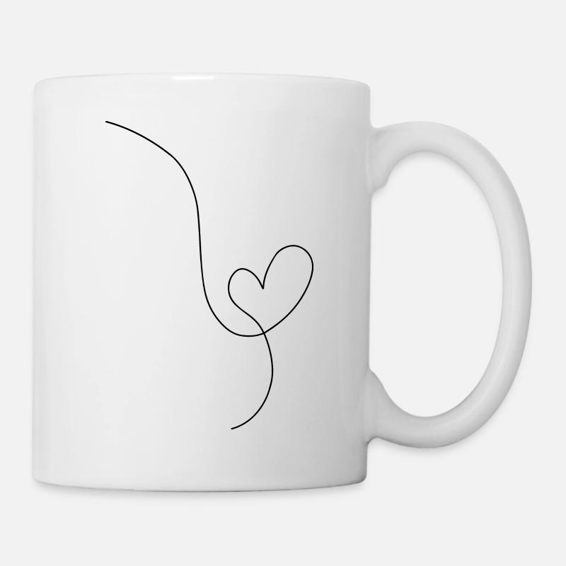 Herzschwarze Strichzeichnung - Tasse - Weiß