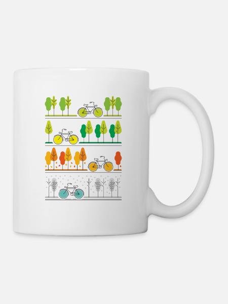 Radfahren durch die vier Jahreszeiten - Tasse - Weiß