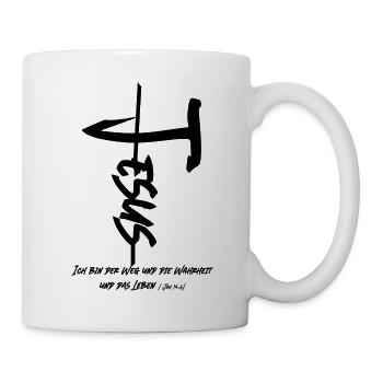 Jesus als Kreuzform - Joh 14- 6 - Tasse - Weiß - Rechts