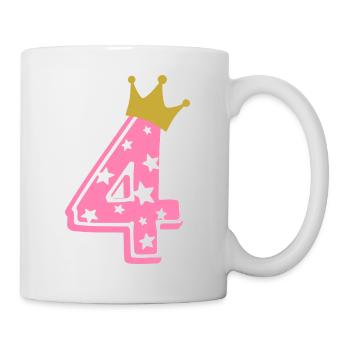 4 Krone 4. Geburtstag 4 Jahre - Tasse - Weiß - Rechts