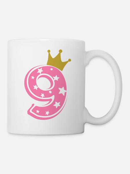 9 Krone 9. Geburtstag 9 Jahre - Tasse - Weiß