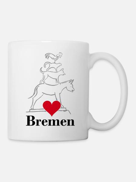 Bremen, Bremer Stadtmusikanten, Stadt, Deutschland - Tasse - Weiß