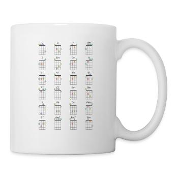 24 Référence colorée d’accords de ukulélé fréquemment utilisés - Mug blanc - blanc - Droite