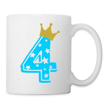 4 Krone 4. Geburtstag 4 Jahre - Tasse - Weiß - Rechts