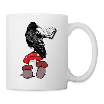 Rabe Pilze Waldbewohner Krähe Magie Zauberer Kind - Tasse - Weiß - Rechts
