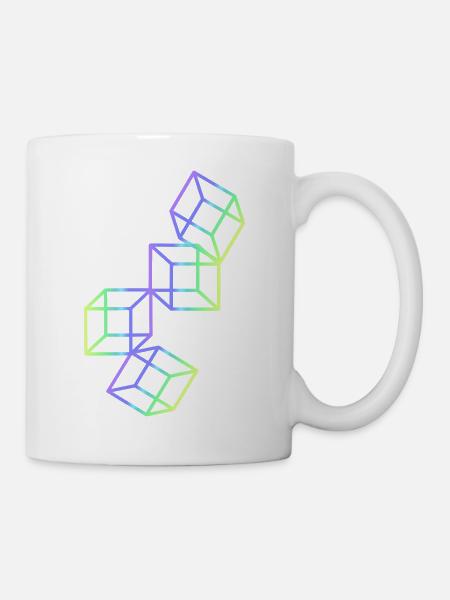 3D Würfel - Tasse - Weiß