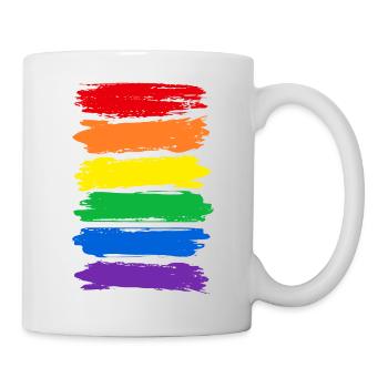 Rainbow Flag Rainbow Vintage Stripes LGBTQ - Mug - white - Right