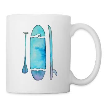 Stand Up Paddling Board SUP blau - Tasse - Weiß - Rechts